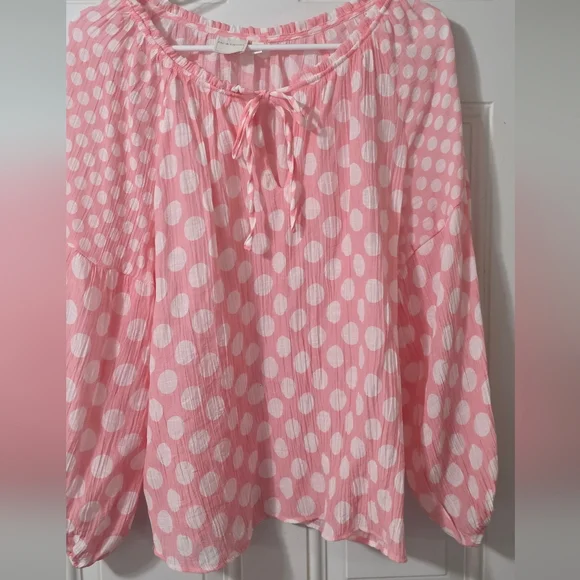 Zac & Rachel Pink and White Polka Dot Blouse - Picture 2 of 5